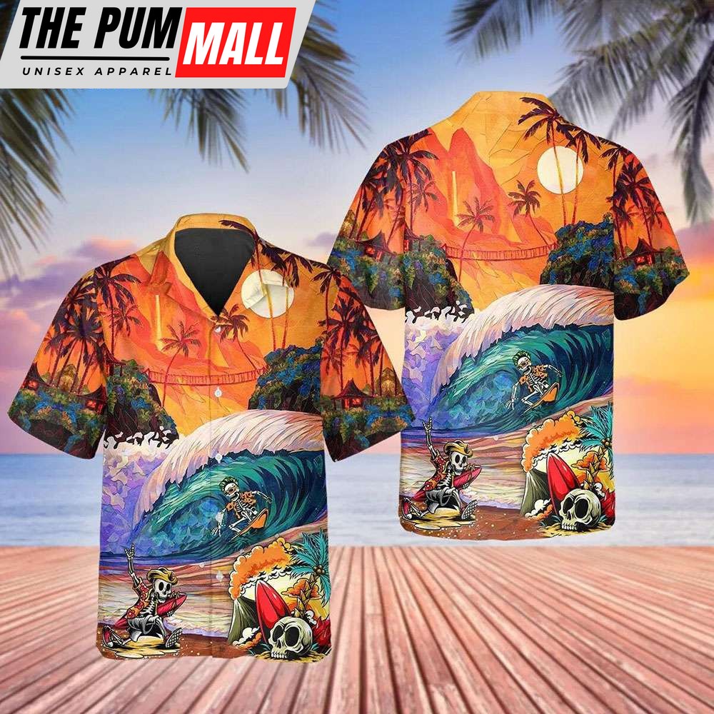 Skull Surfing Dream Land Hawaiian Shirt
