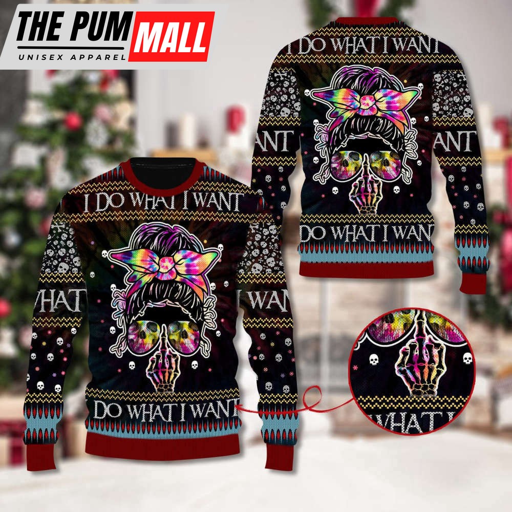 Skull Ugly Christmas Sweater – All Over Print Sweatshirt I Do What I Want