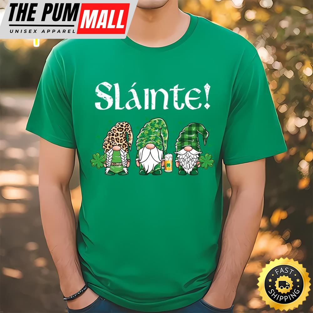 Slainte Three Gnomes Leprechaun St Patricks Day T-Shirt