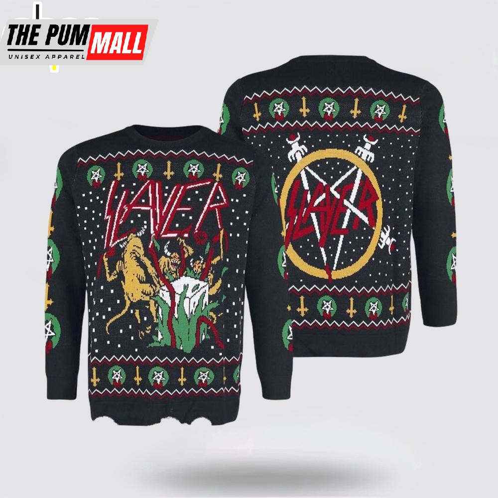 Slayer Hell Awaits Devils Open Xmas Style 2025 Ugly Christmas Sweater