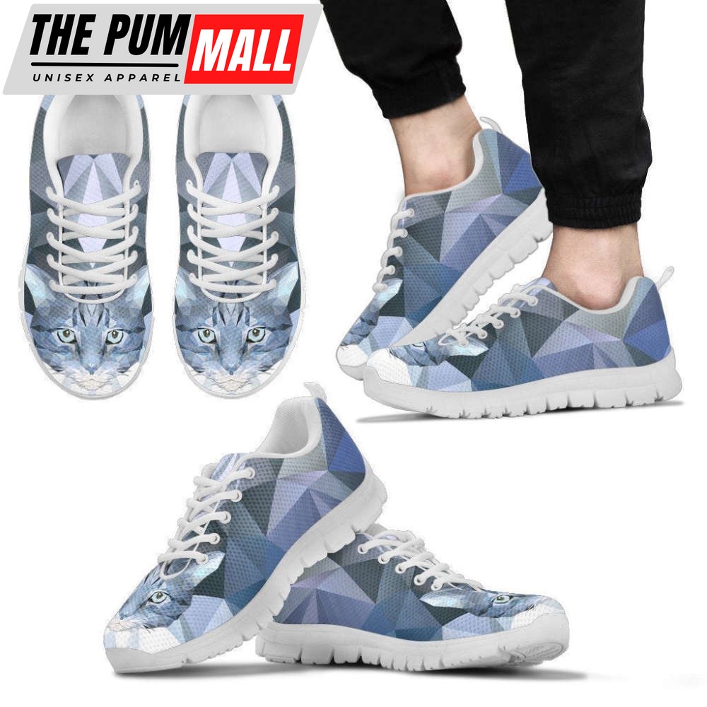 Slick Ice Blue Cat Men’s Sneakers Walking Running Lightweight Casual Shoes For Men And Women