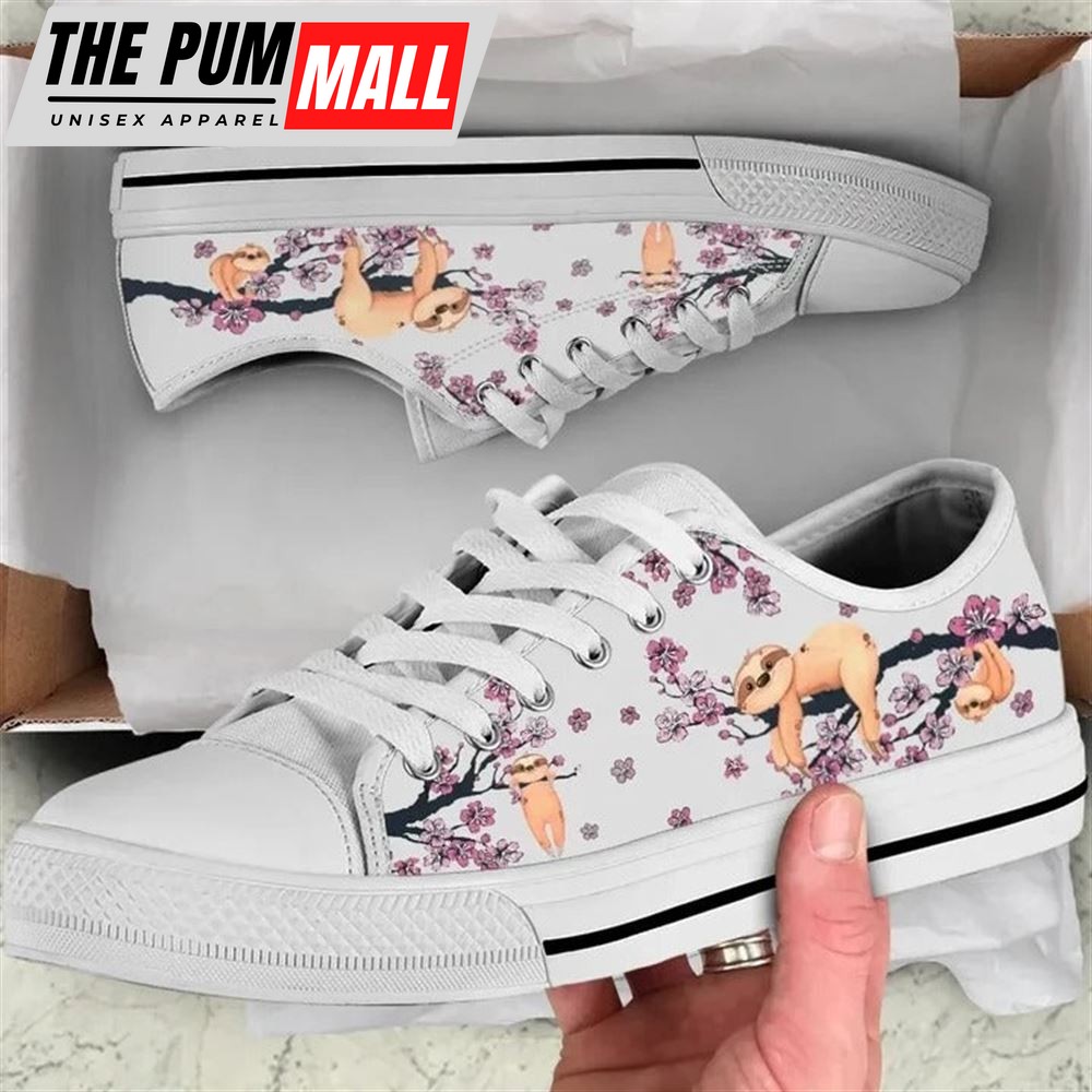 Sloth Cherry Blossom Low Top Shoes – Low Top Shoes Mens, Women