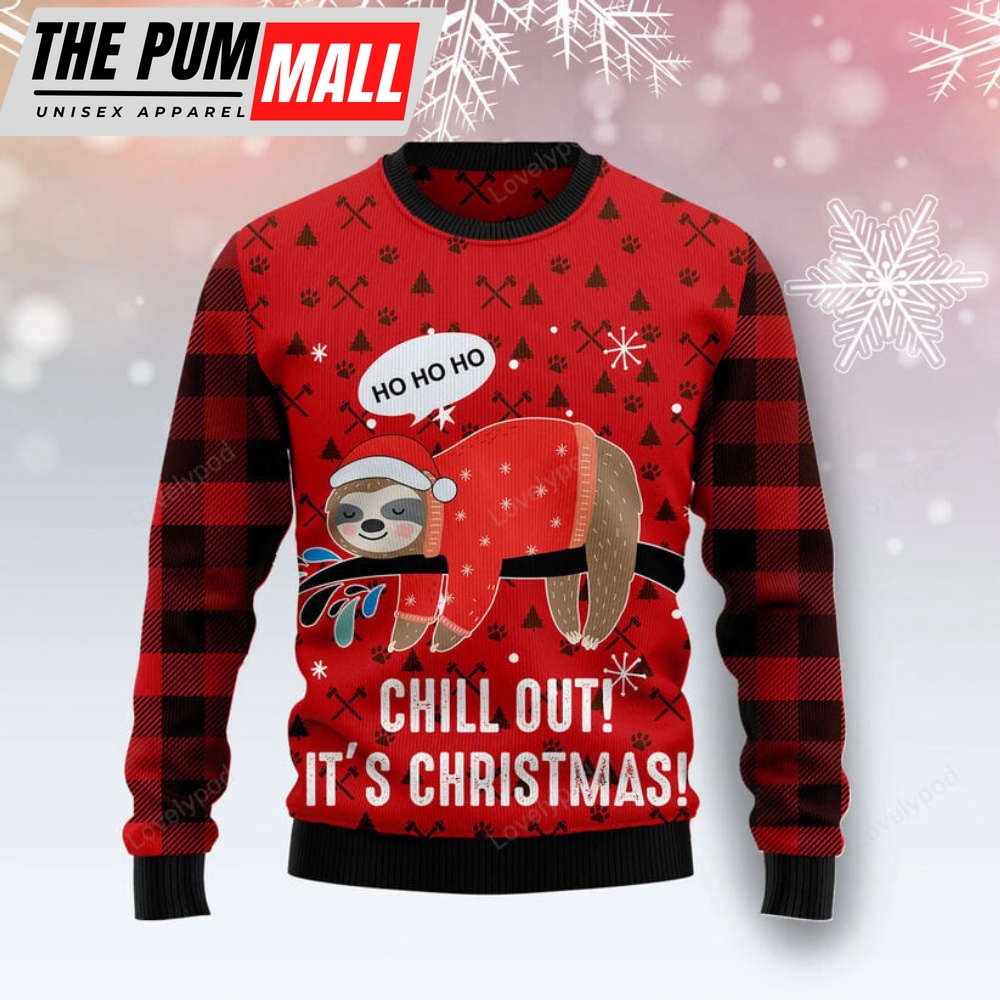 Sloth Chill Out Funny Ugly Christmas Sweater – Christmas Gifts