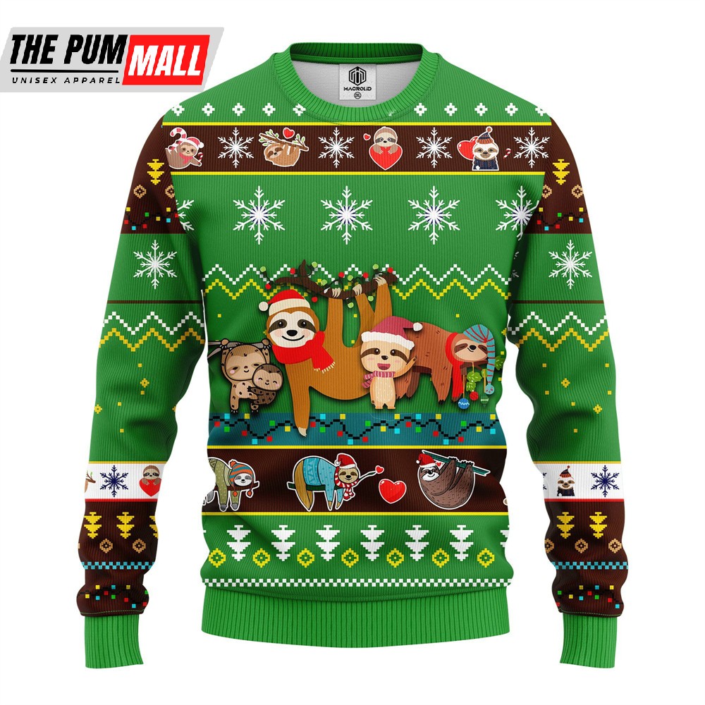 Sloth Cute Noel Mc Christmas Green Ugly Sweater