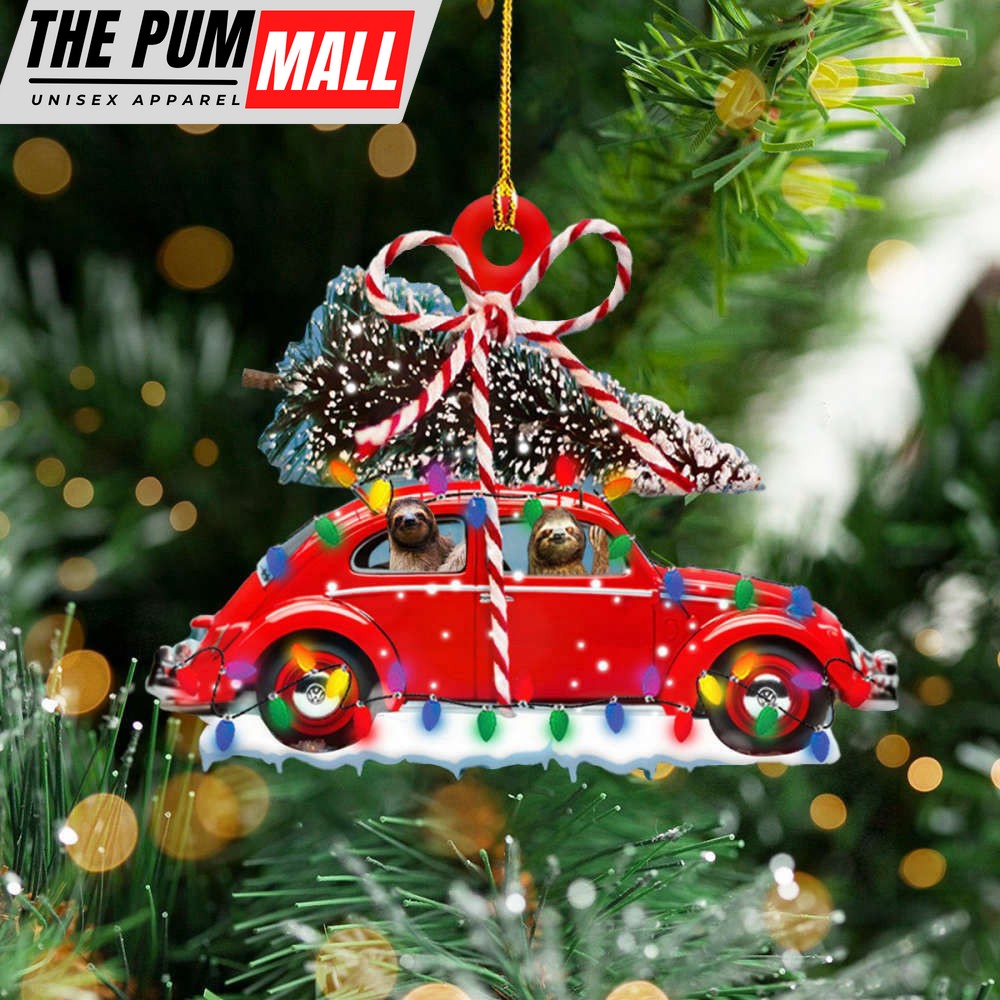 Sloth Drive Red Car Christmas Ornament Cute Christmas Vacation Ornament 2023 Limited Edition