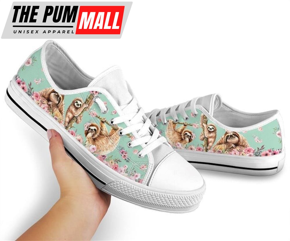 sloth-flower-watercolor-low-top-shoes-low-top-shoes-mens-women-yag7cx14 Sloth Flower Watercolor Low Top Shoes – Low Top Shoes Mens, Women