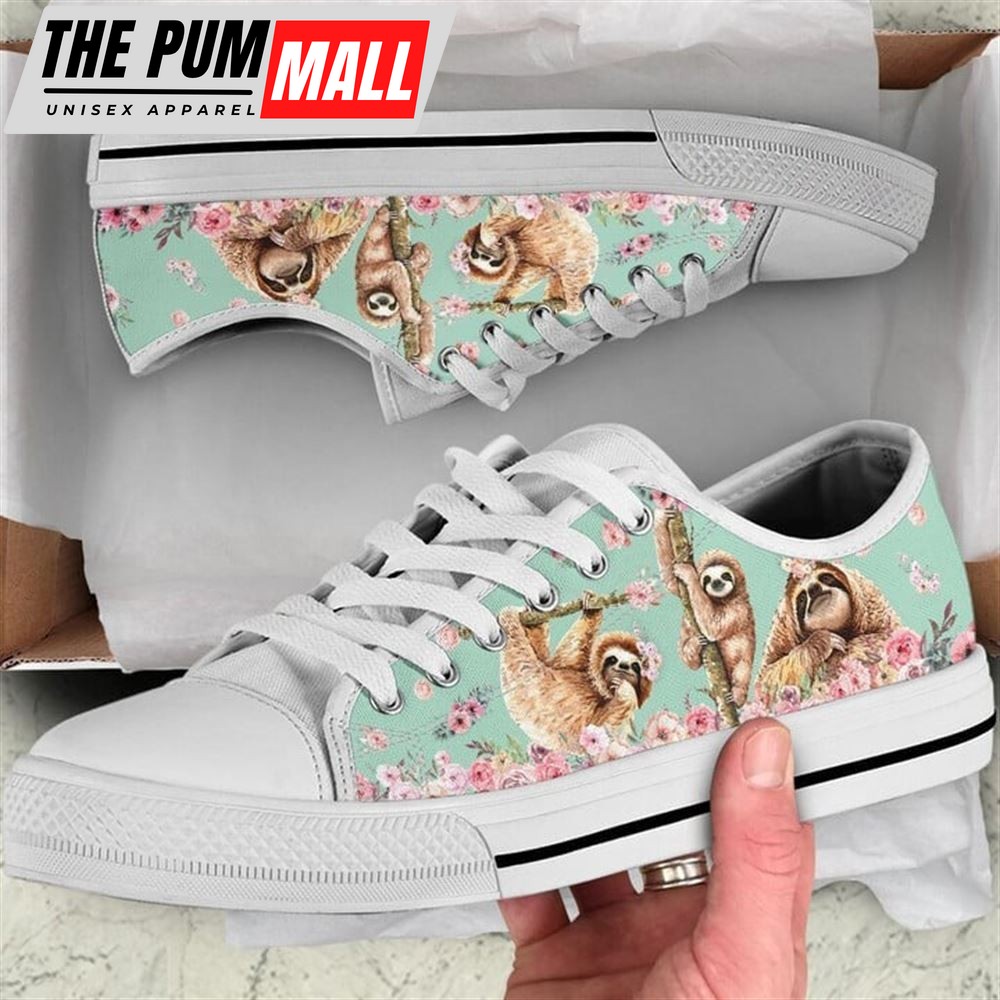 Sloth Flower Watercolor Low Top Shoes – Low Top Shoes Mens, Women