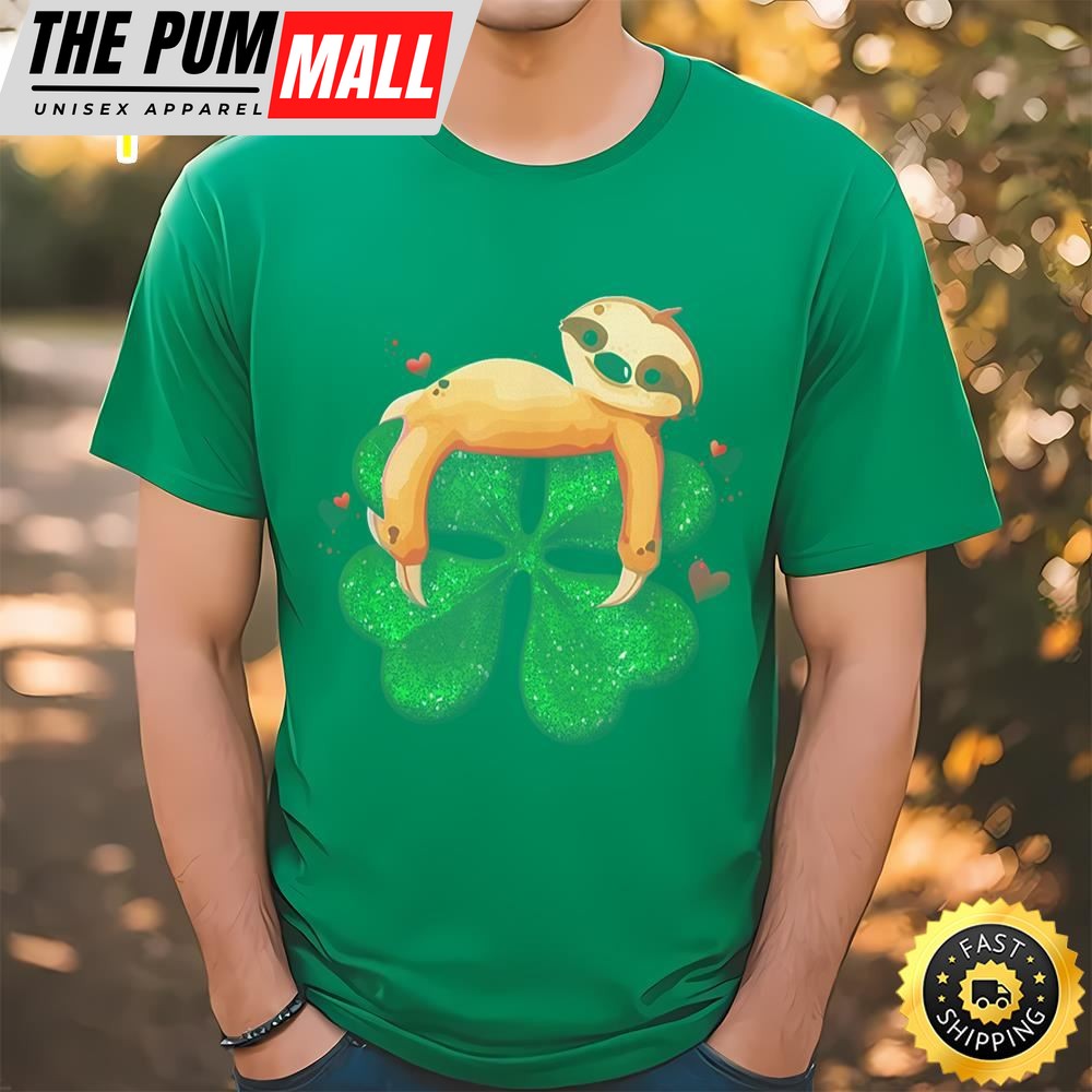 Sloth Four Leaf Clover Shamrock St. Saint Patricks Day T-Shirt