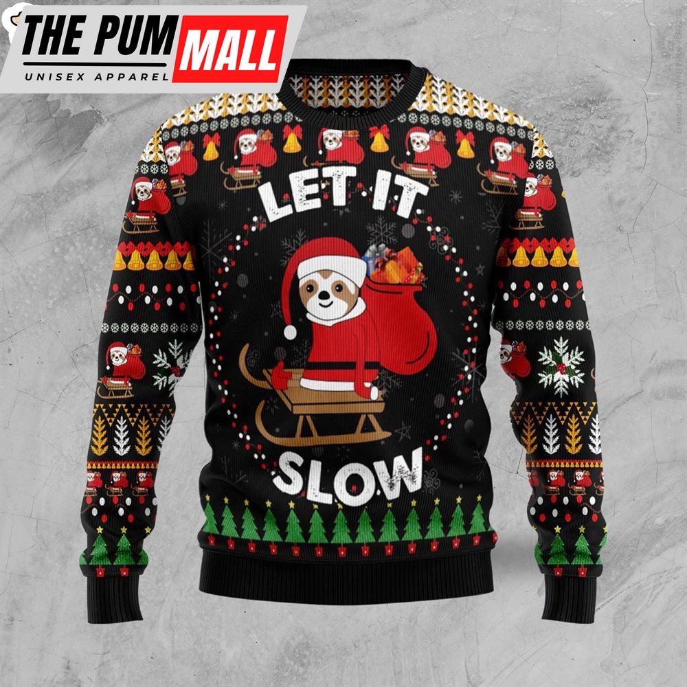 Sloth Let It Slow Ugly Christmas Sweater – Best Xmas Gifts – Dog Memorial Gift