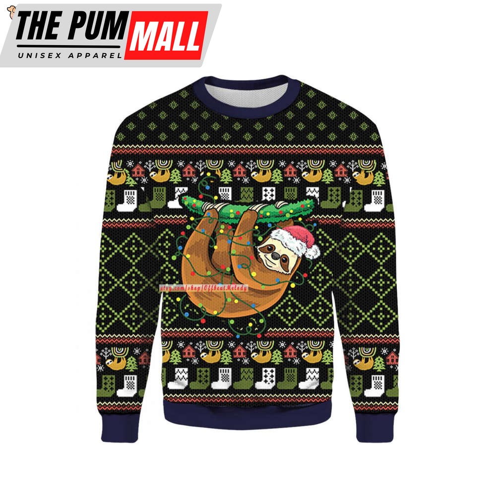 Sloth Light Ugly Xmas Christmas Ugly Sweater, Sloth Ugly Christmas Sweater Sweatshirt Hoodie 3D All Over Print, Merry Christmas Ugly Sweater