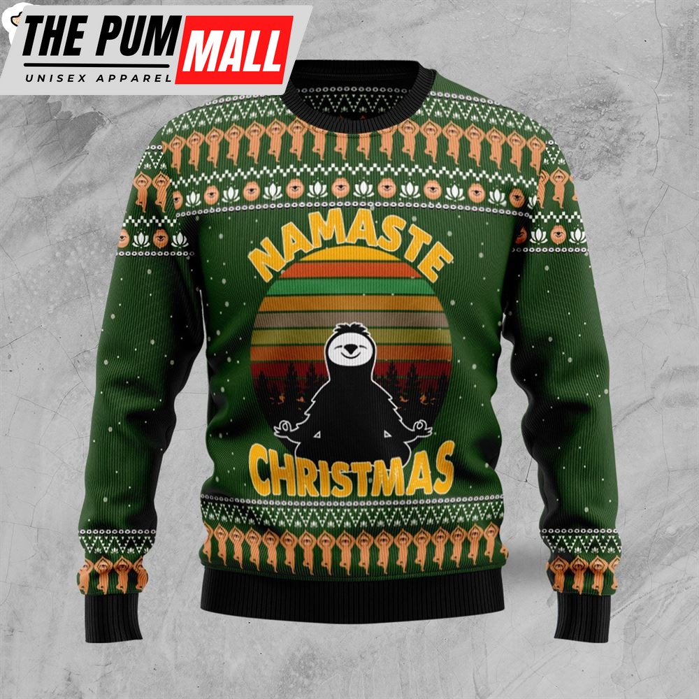 Sloth Namaste Ugly Christmas Sweater – Crewneck Sweater – Christmas Outfits Gift