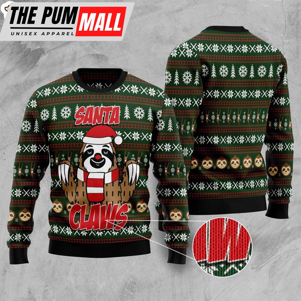 sloth-santa-claws-ugly-christmas-sweater-gift-for-pet-lovers-unisex-crewneck-xijv2f48 Sloth Santa Claws Ugly Christmas Sweater – Gift For Pet Lovers – Unisex Crewneck Sweater
