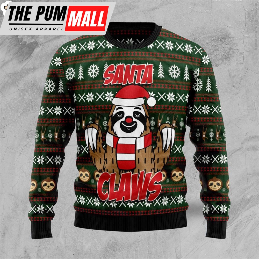 Sloth Santa Claws Ugly Christmas Sweater – Gift For Pet Lovers – Unisex Crewneck Sweater