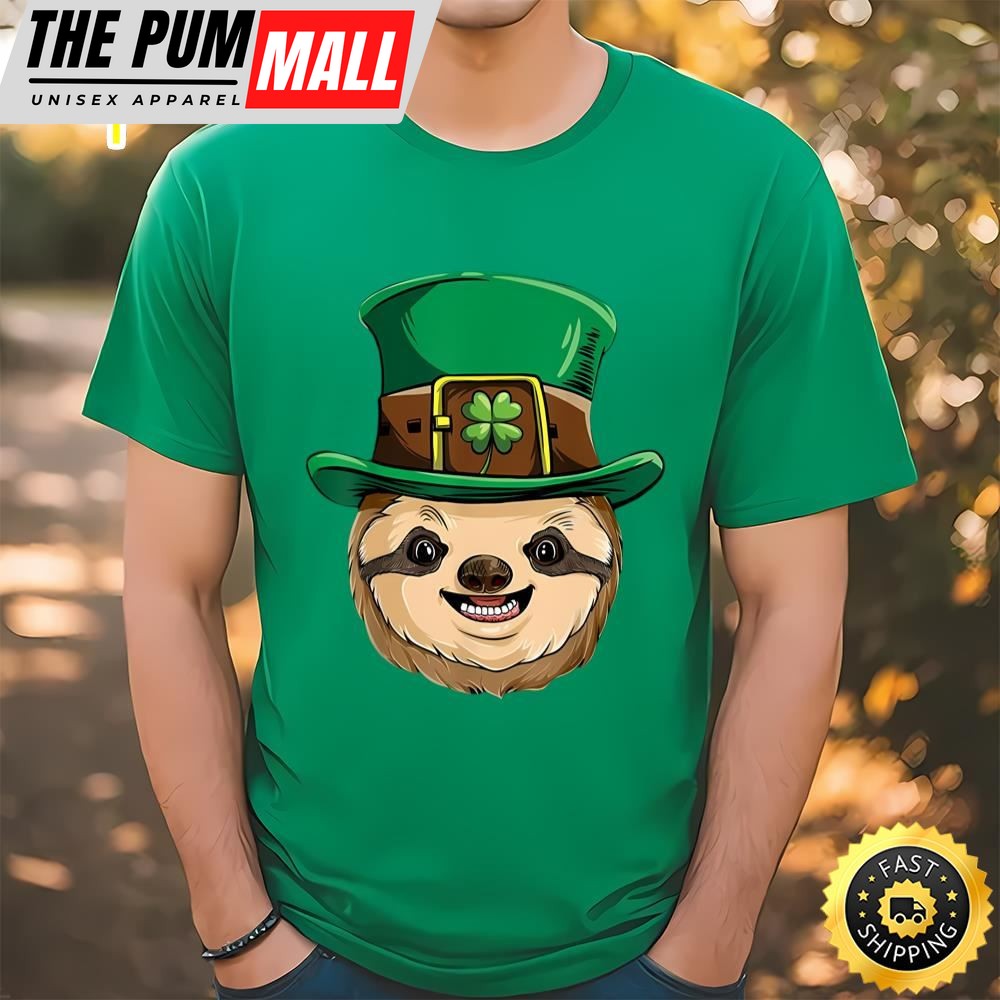 Sloth St Patricks Day T shirt Boys Kids Leprechaun On Mens T-Shirt