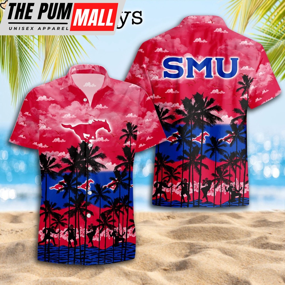SMU Mustangs Palms Tree Hawaiian Shirt