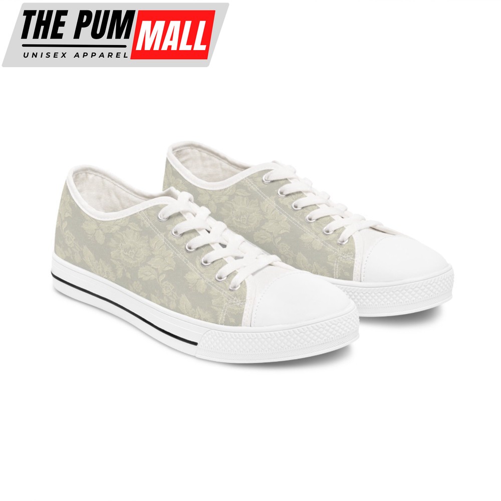 Sneakers White Flower Pattern, Flower Sneaker For Men And Women