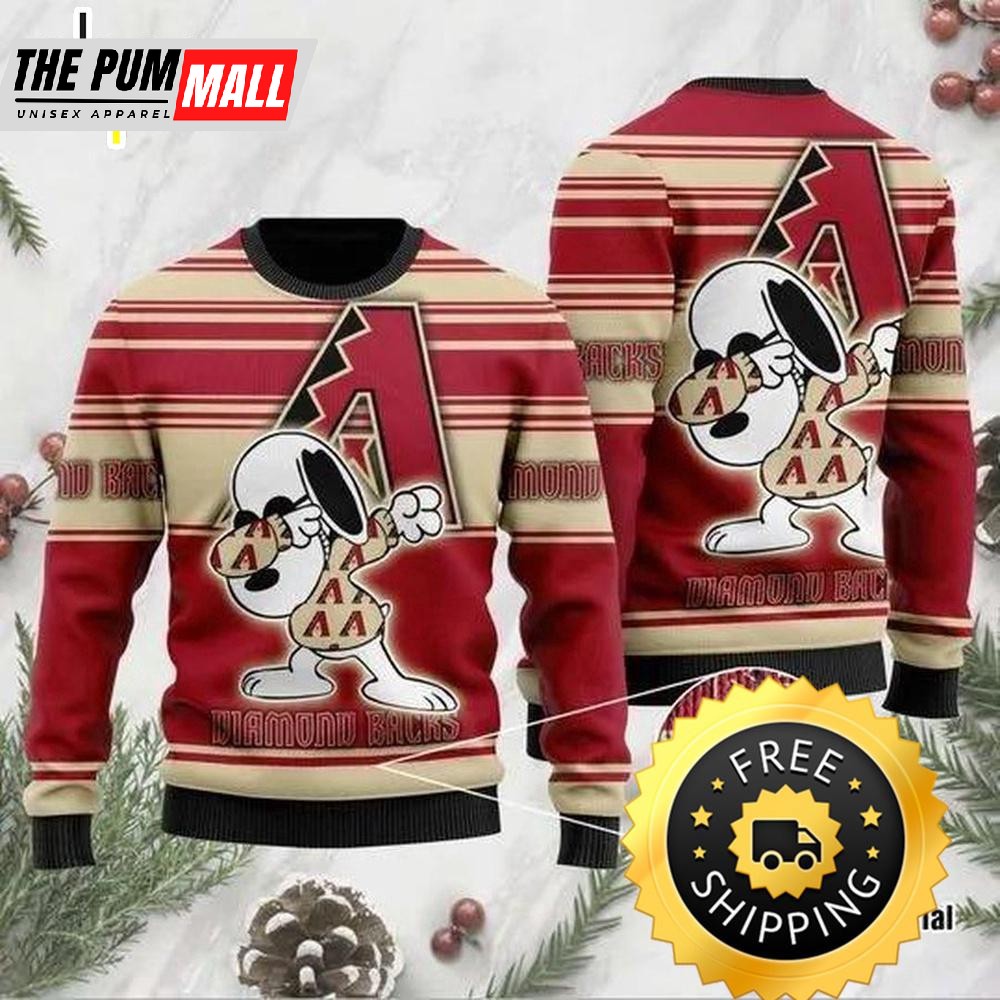 Snoopy Dab Arizona Diamondbacks MLB Christmas Ugly Sweater, Arizona Diamondbacks Ugly Sweater, MLB Christmas Sweater