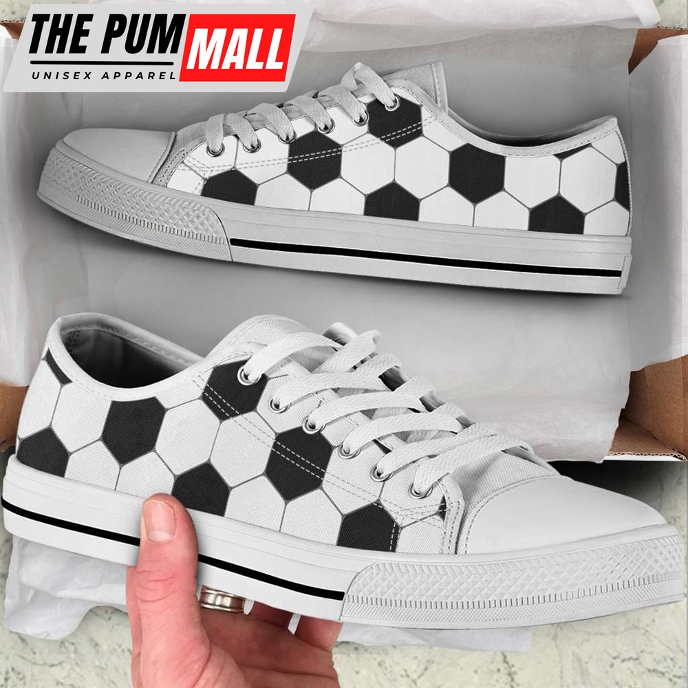 Soccer Ball Texture Pattern Shortcut Low Top Shoes – Canvas Print Lowtop Casual Shoes Gift For Adults