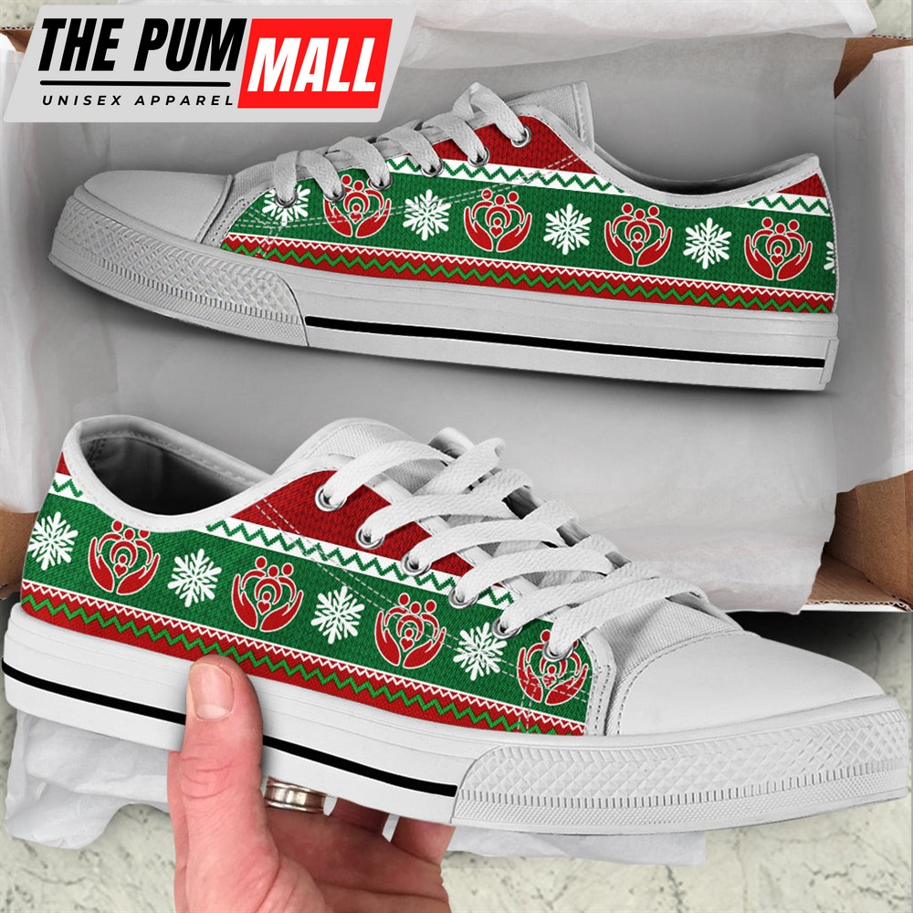 Social Worker Christmas Knitted Seamless Low Top Shoes – Canvas Print Shoes – Best Shoes For Christmas
