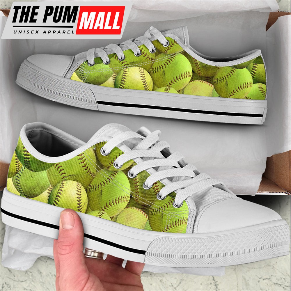 Softball Background Low Top Shoes – Casual Shoes Gift For Adults – Sneaker For Walking