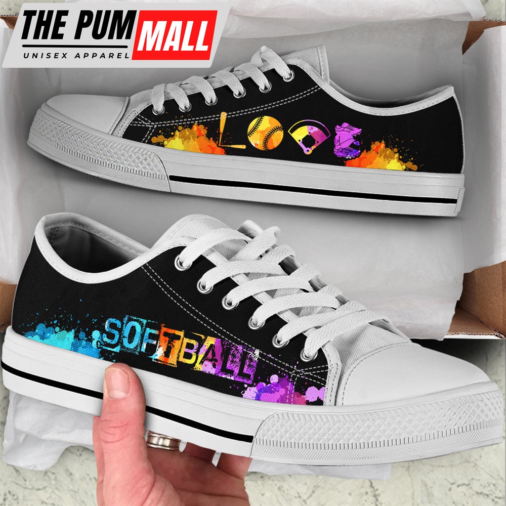 Softball Love Art Low Top Shoes – Fashionable Casual Shoes Gift For Adults – Sneaker For Walking