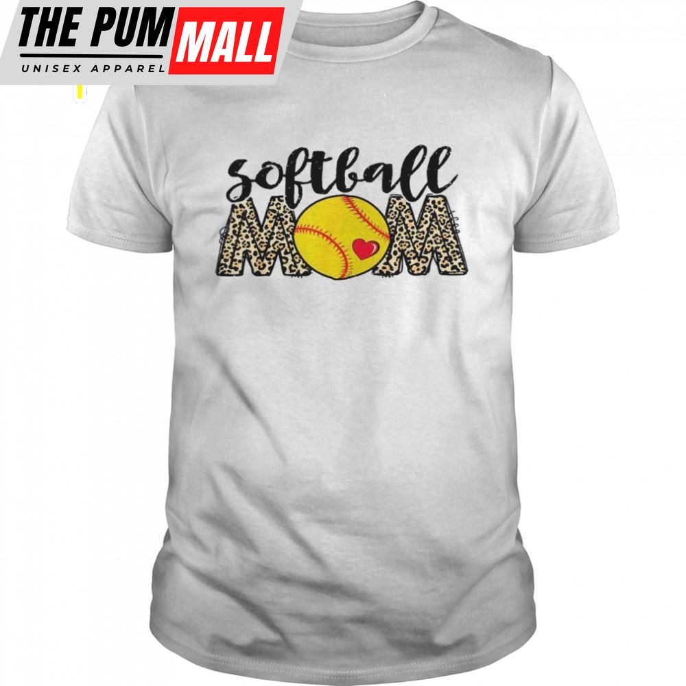 Softball Mom Leopard Baseball Sportss Mothers Day Shirt