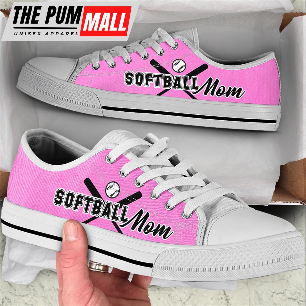 Softball Mom Pink Low Top Shoes – Fashionable Casual Shoes Gift For Adults – Sneaker For Walking
