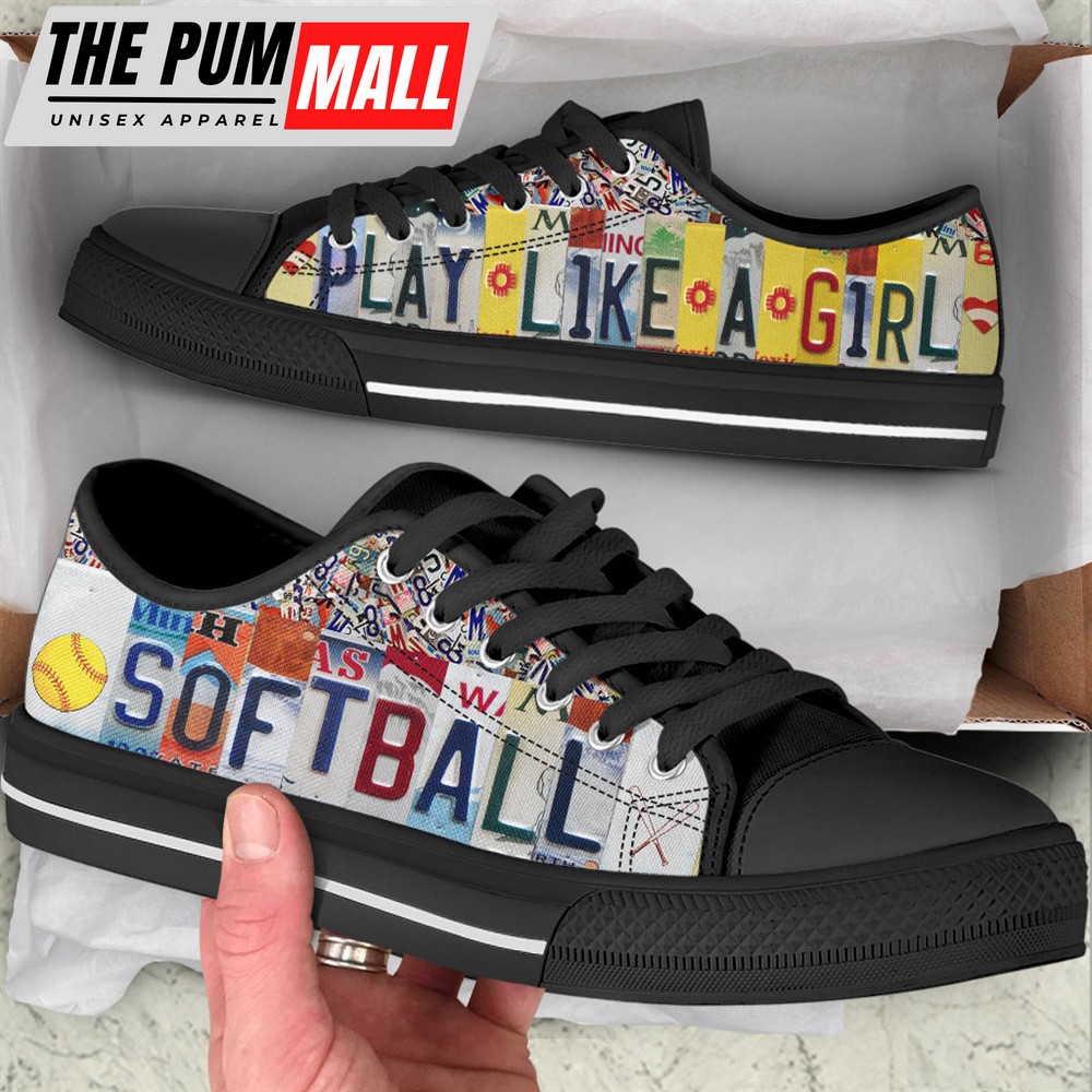 softball-play-like-a-girl-license-plates-low-top-shoes-canvas-print-lowtop-tre-z1lo2by4 Softball Play Like A Girl License Plates Low Top Shoes – Canvas Print Lowtop Trendy Fashion Casual Shoes Gift For Adults