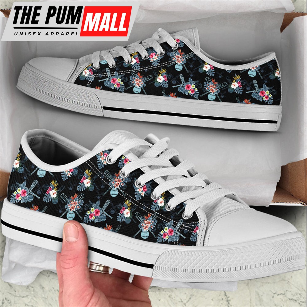 Softball Tropical Plant Leaves Low Top Shoes – Trendy Fashion Casual Shoes Gift For Adults