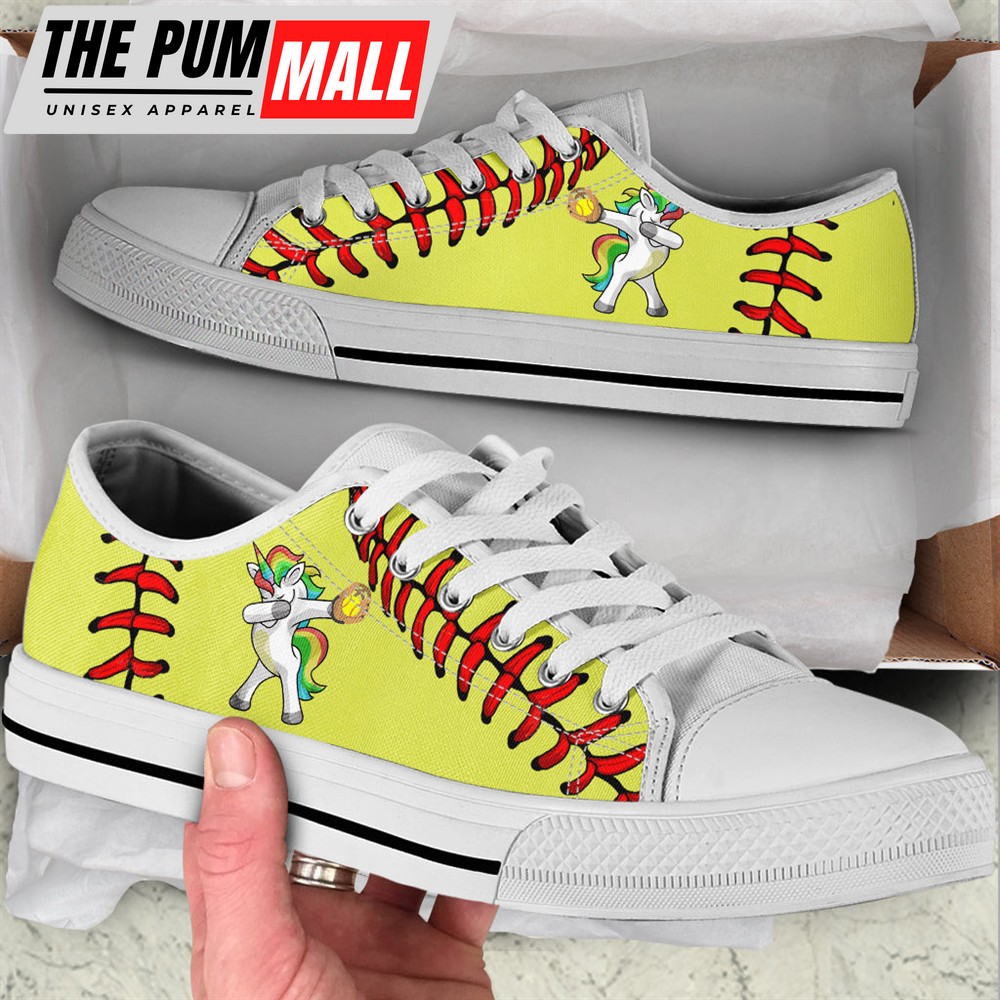 Softball Unicorn Stitches Low Top Shoes – Trendy Fashion Casual Shoes Gift For Adults