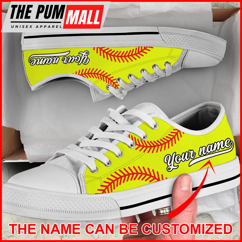 Softball Vector Ball Personalized Custom Low Top Shoes – Canvas Print Lowtop Casual Shoes Gift For Adults Malalan