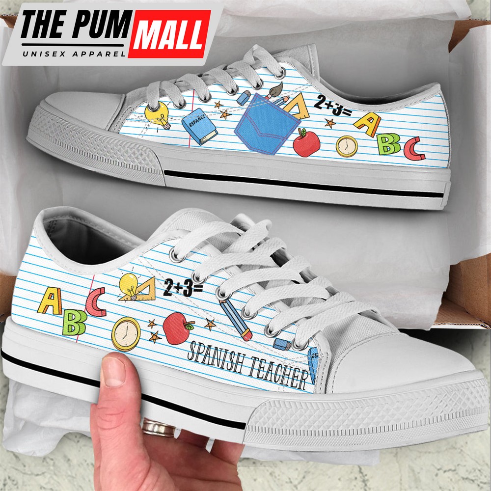 Spanish Teacher Abc Quaint Pattern Low Top Shoes – Best Gift For Teacher, School Shoes – Best Shoes For Him Or Her