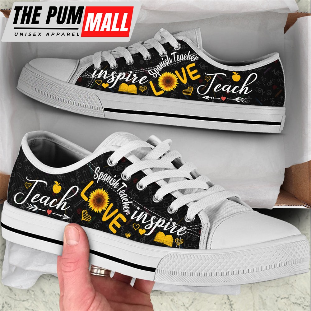Spanish Teacher Love Inspire Low Top Shoes – Best Gift For Teacher, School Shoes – Best Shoes For Him Or Her