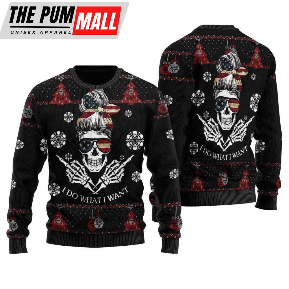 Spooktacular Skull Ugly Christmas Sweater – All Over Print Sweatshirt