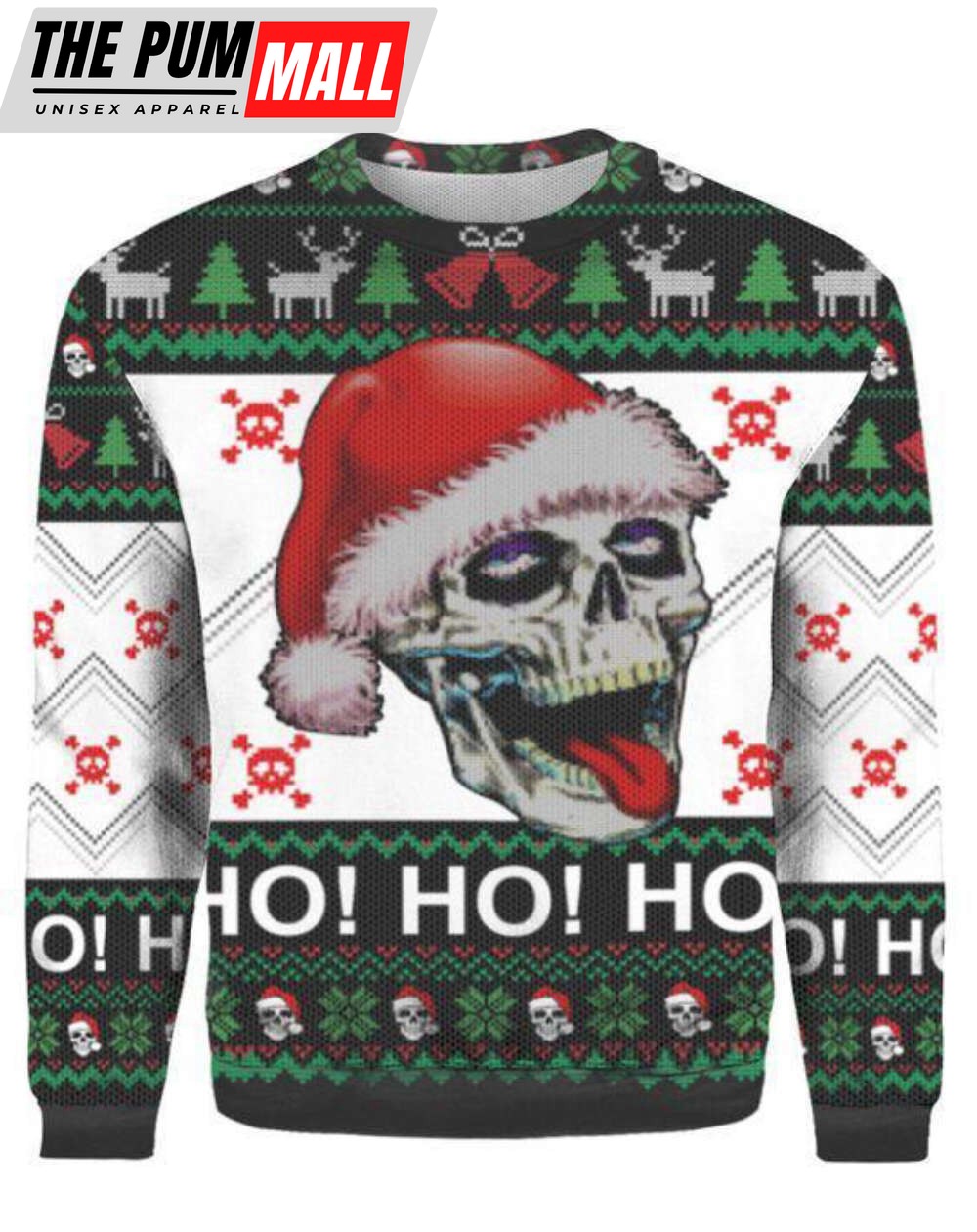 Spooky and Festive Skull Santa Ugly Sweater for Adults – Perfect Christmas Attire!