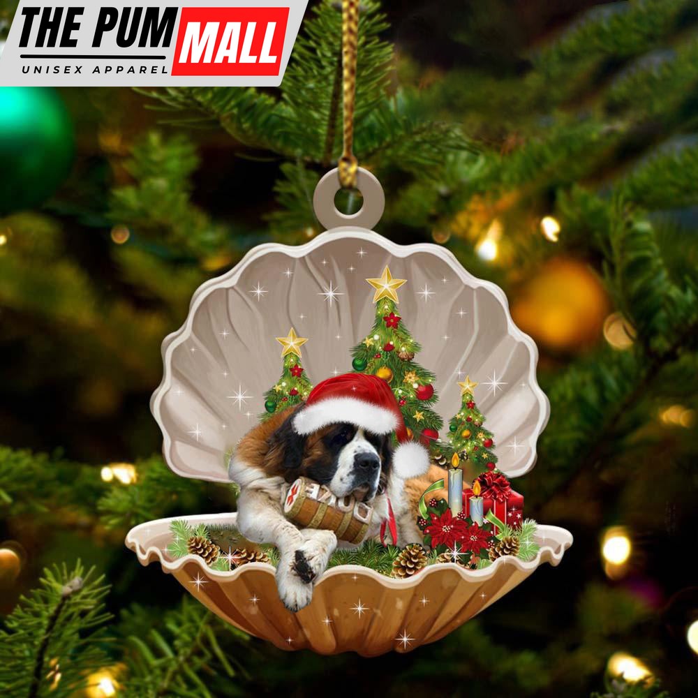 St Bernard – Sleeping Pearl in Christmas Two Sided Ornament – Christmas Ornaments For Dog Lovers Limited Edition