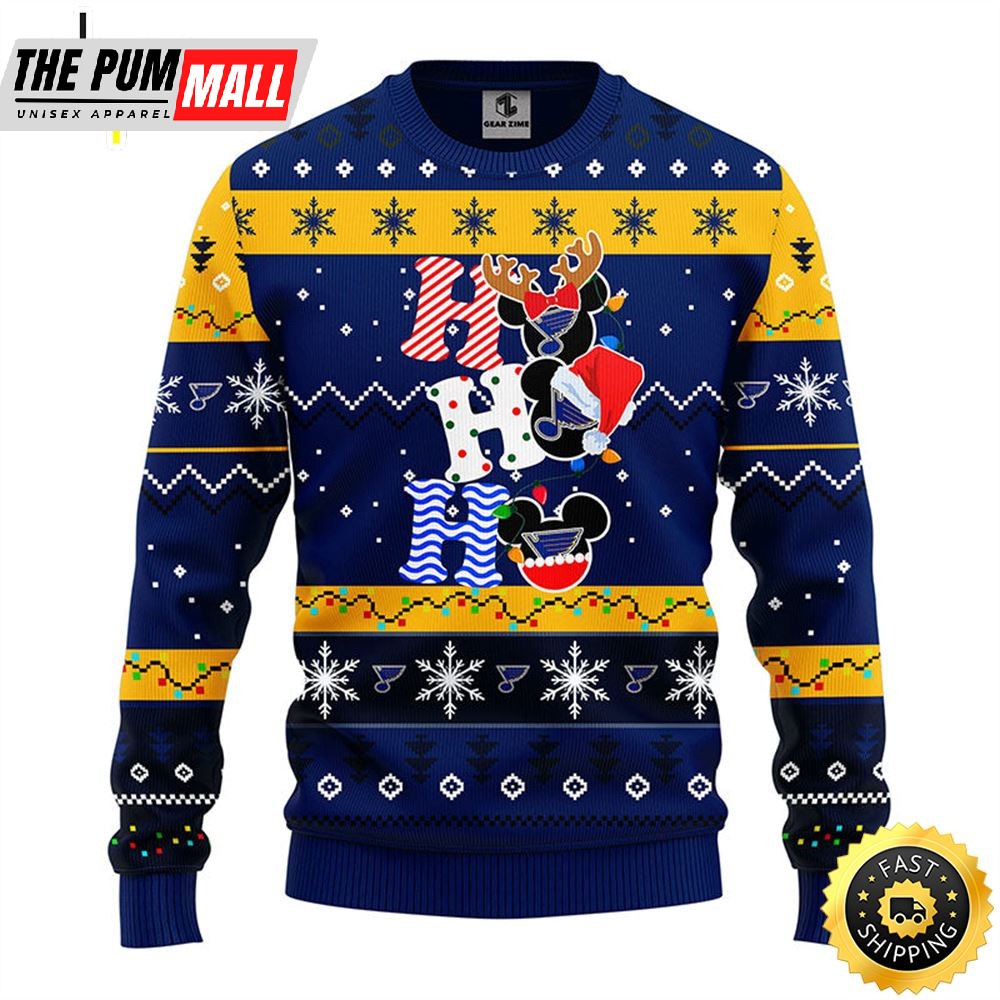 St. Louis Blues Hohoho Mickey Christmas Ugly Sweater