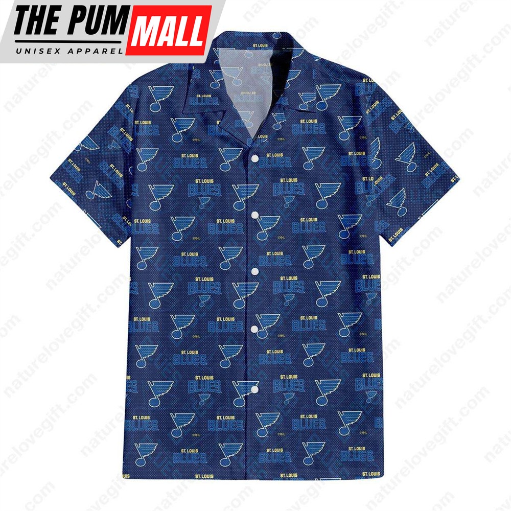 St Louis Blues Team Logo Blue Hawaiian Shirt