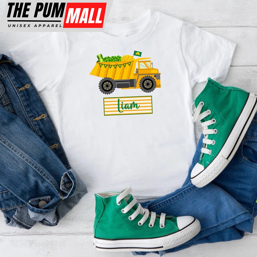 St Patrick Toddler Tee,Boys St Patricks Day Shirt,Personalized St.Patricks Day Gift,Patrick Dump Truck Shirt,Irish Boy Outfit