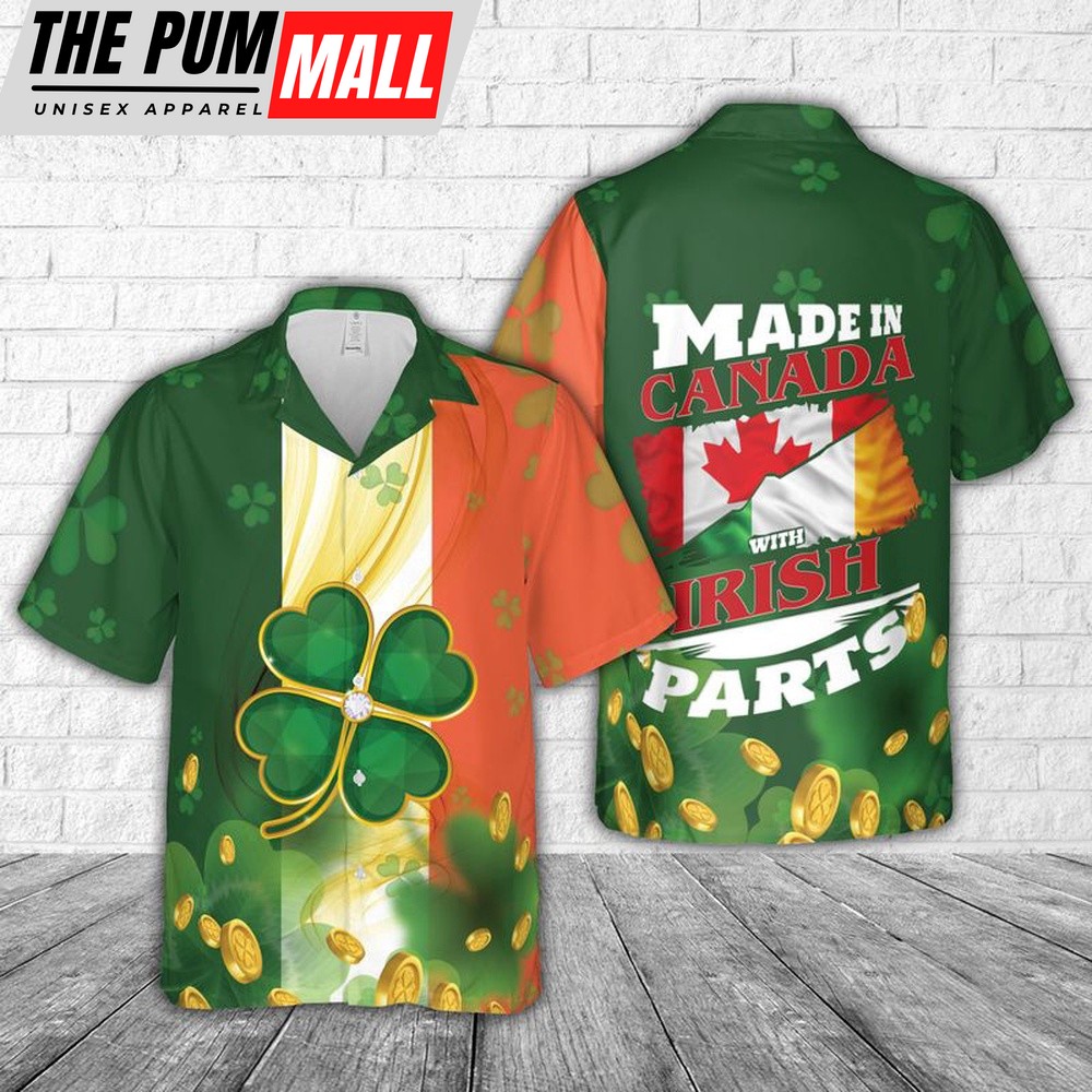 St. Patrick’s Day Canada Hawaiian Shirt, Shamrock Hawaiian Shirt