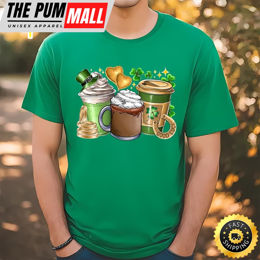 St. Patricks Day Coffee Lucky Shamrock Shirt