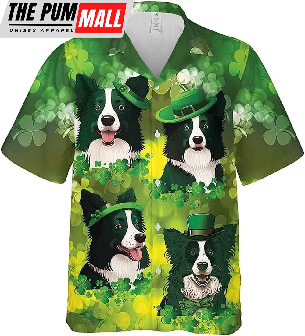 St Patricks Day Hawaiian Shirt, Border Collie Patrick Day Hawaiian Shirt, St. Patrick’s Day Shirt, Border Collie Shirt