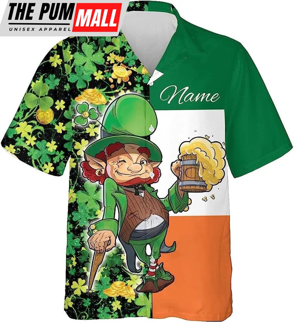 St Patricks Day Hawaiian Shirt, Custom St. Patrick’s Day Short Sleeve Hawaiian Shirt For Men, Casual Button Down Shirt