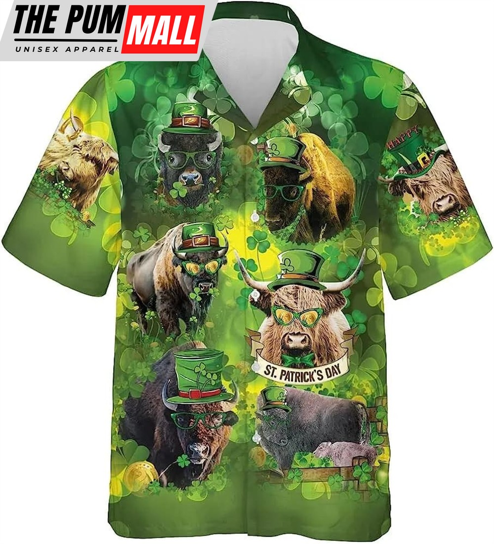 St Patricks Day Hawaiian Shirt, Funny Cow Happy St. Patrick’s Day Hawaiian Shirt For Men Women