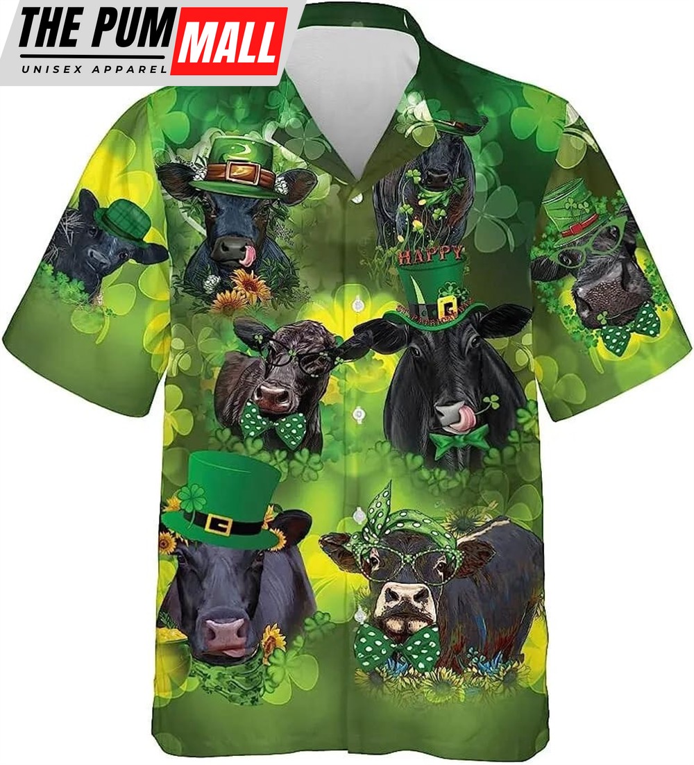 St Patricks Day Hawaiian Shirt, Funny Patrick Cow Hawaiian Shirt, St. Patrick’s Day Hawaiian Style Shirts