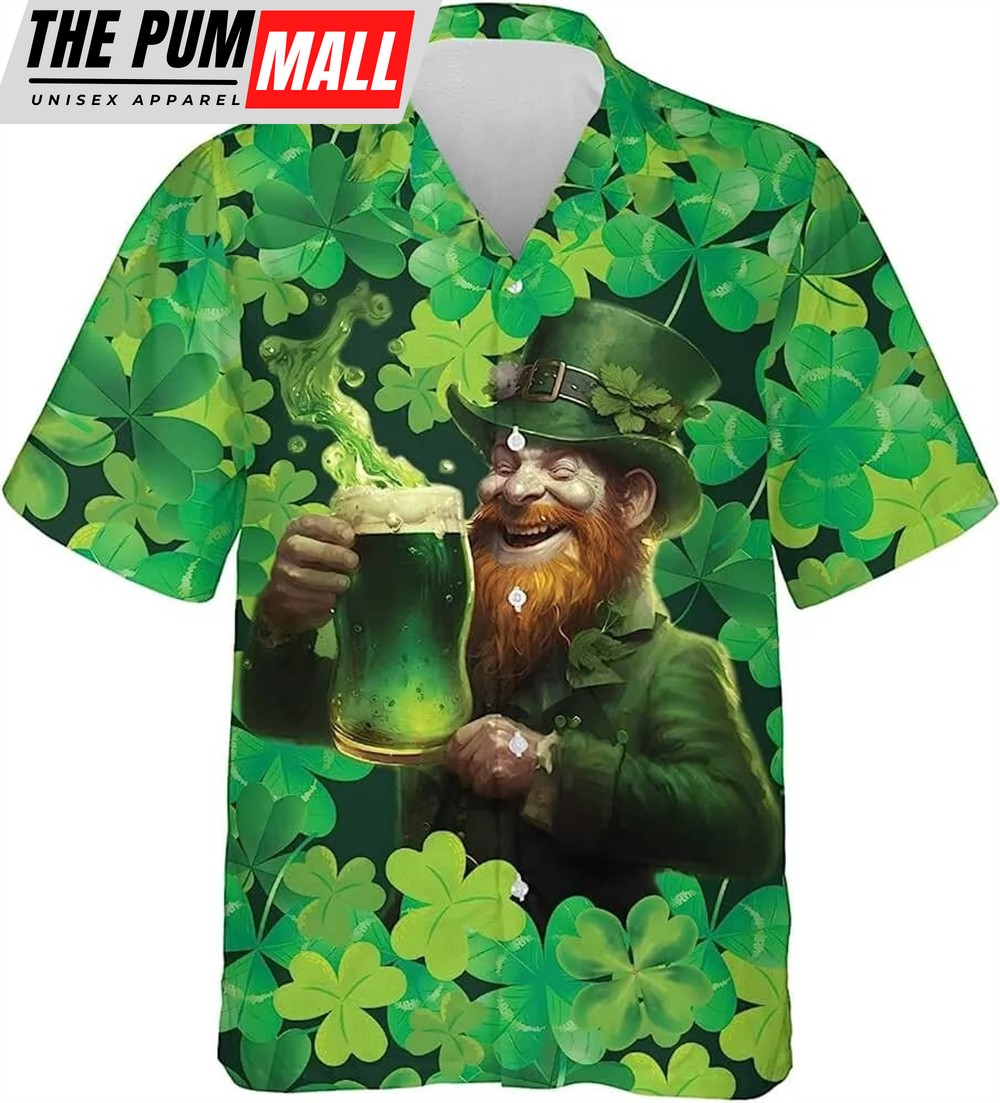 St Patricks Day Hawaiian Shirt, Funny Patrick Shamrock And Beer Hawaiian Shirt For Men Women, Hawaiian Aloha Shirt