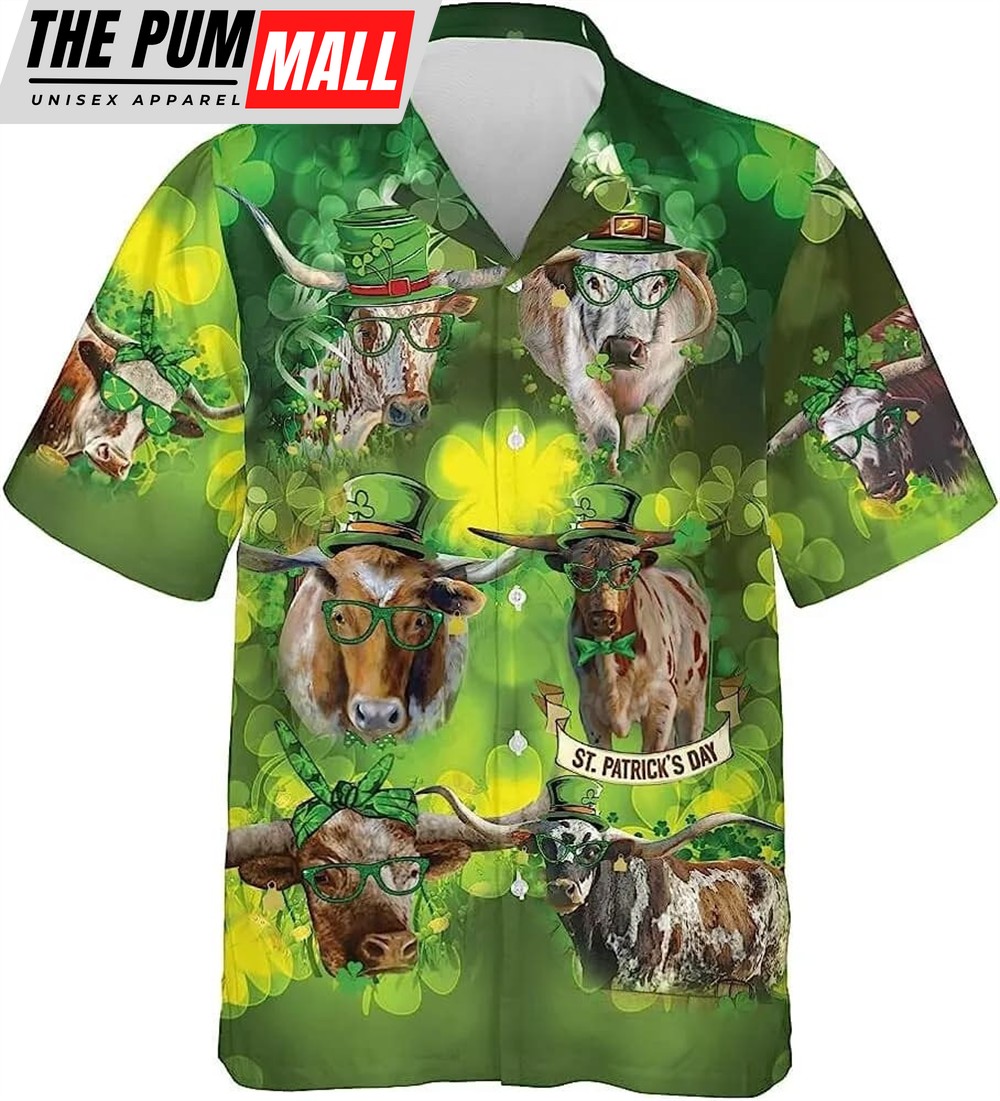 St Patricks Day Hawaiian Shirt, Happy Patrick Cow Hawaiian Shirt For Men And Women, Aloha Hawaiian Shirt Short Sleeve Hawaiian