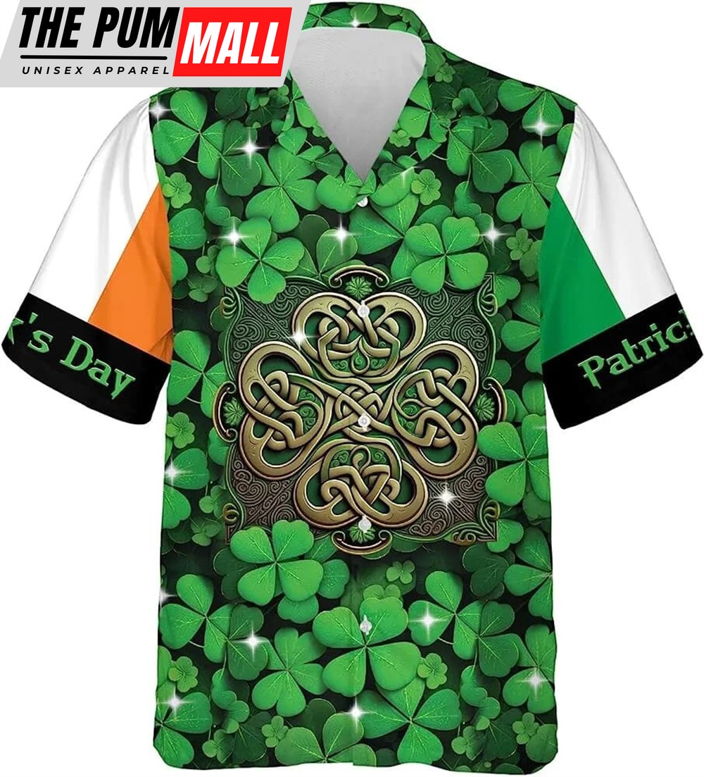St Patricks Day Hawaiian Shirt, Ireland Shamrock St. Patrick’s Day Hawaiian Shirt, Four Leaf Clover Shirt