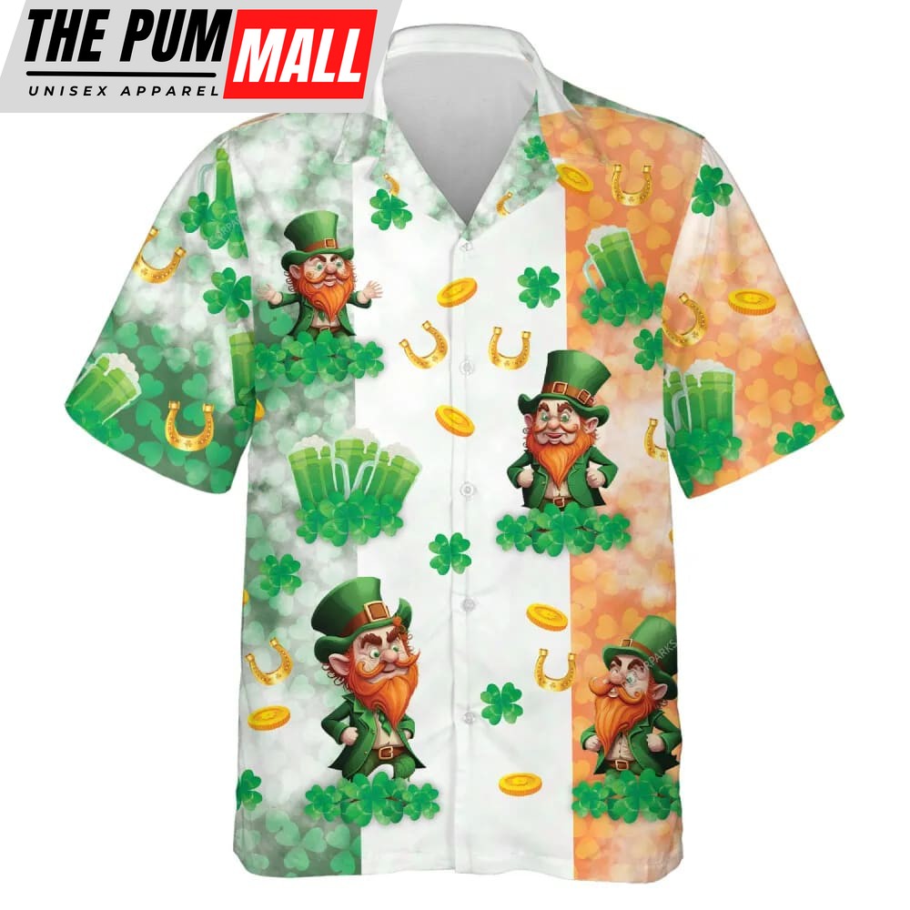 St Patricks Day Hawaiian Shirt, Leprechaun Making Drink For Saint Patrick Unisex Hawaiian Shirt