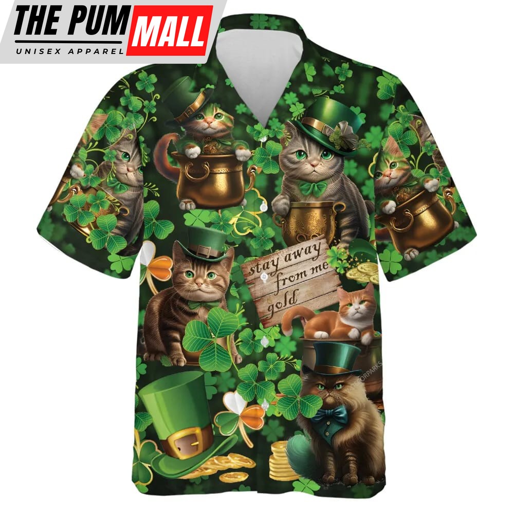 St Patricks Day Hawaiian Shirt, Patrick Cats Hawaiian Shirt, Patrick Cats Summer Beach Shirts